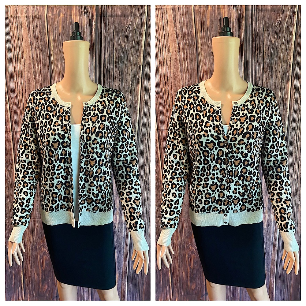 A New Day sz medium black tan brown cheetah animal print business boho